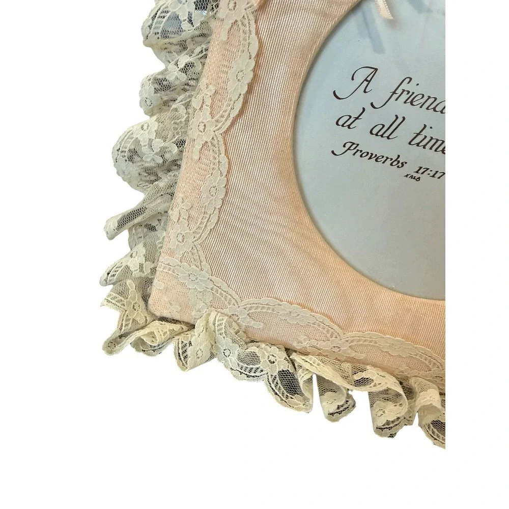 Vintage Lace Picture Frame Proverbs 17:17‎ Friend Loves at All Times Shabby Chic
